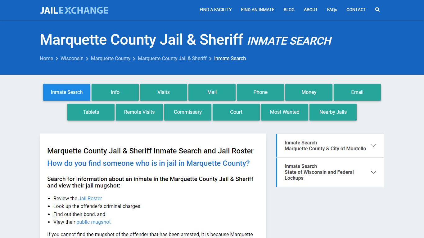 Marquette County Jail & Sheriff Inmate Search - Jail Exchange